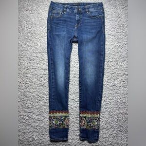 Miss Me Jeans Girls 12 Ankle Skinny Floral Embroidery Denim Flowers Streetwear